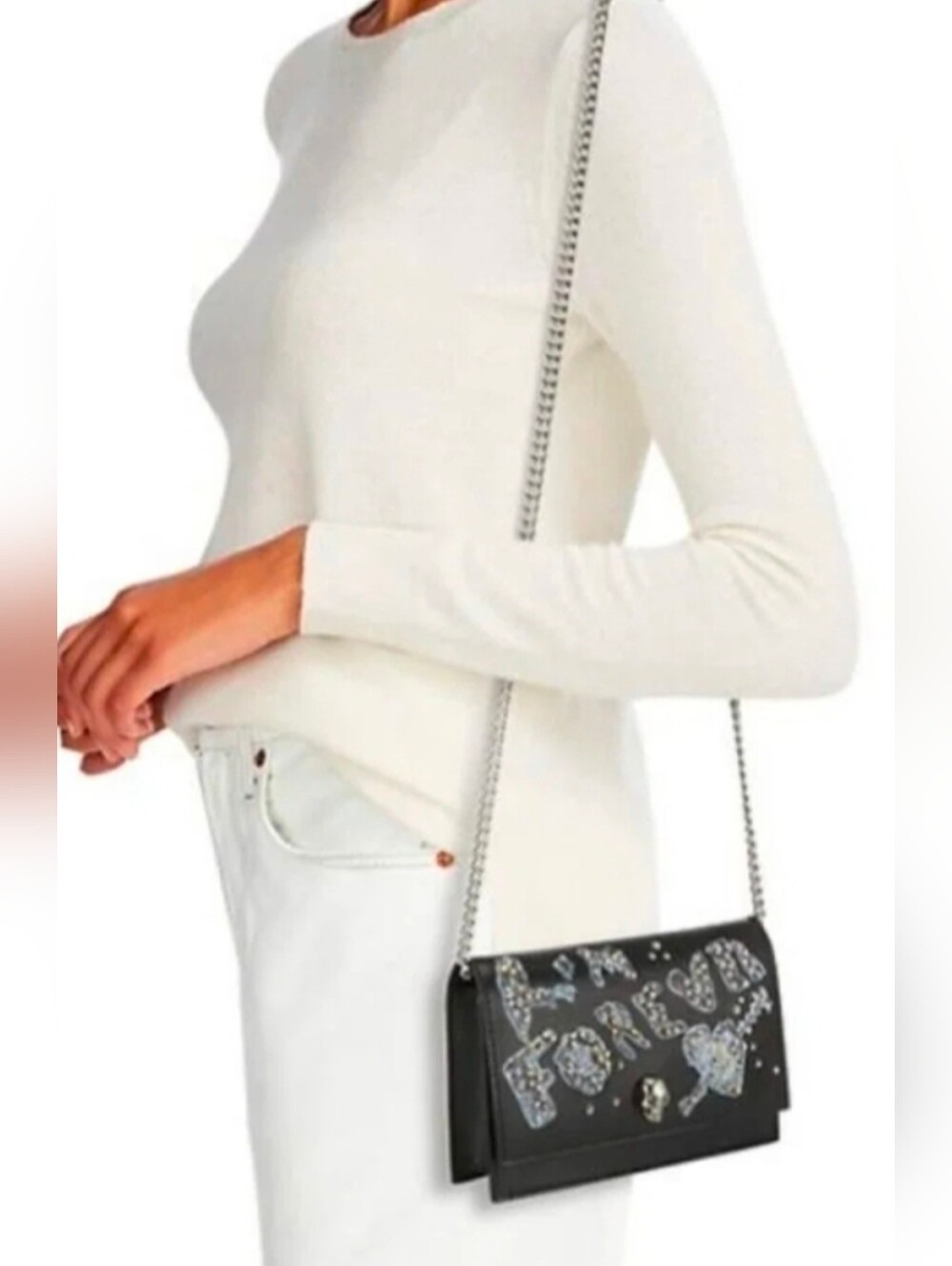 ALEXANDER MCQUEEN Black "Forever" Embellished Skull Bag - Picture 7 of 7